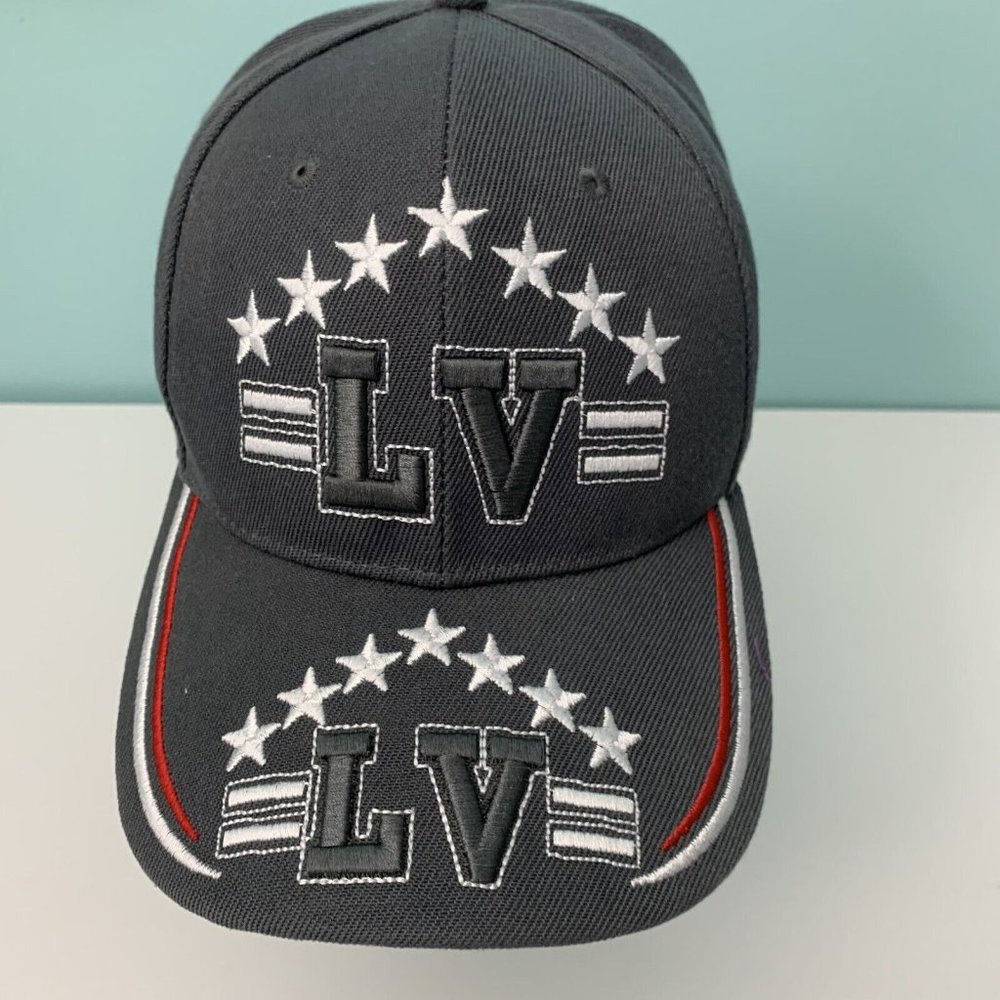 Las Vegas LV Baseball Cap Hat Adult Adjustable Grey And Black Embroidered Stars